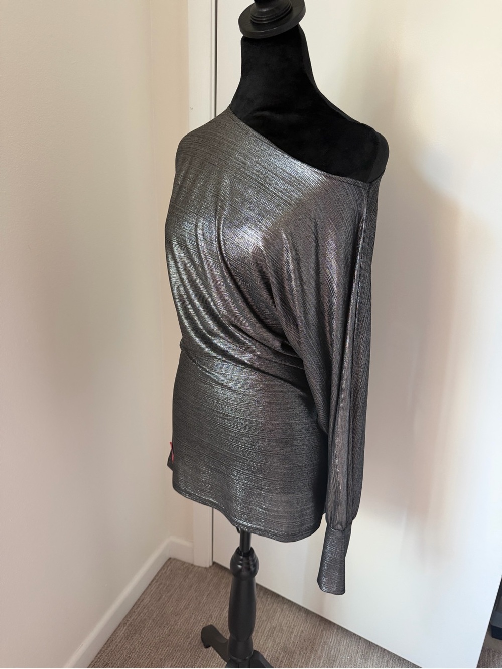 Prima Bella Metallic One-Shoulder Dance Tunic Top XS/S Ballroom Latin